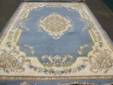 LARGE WOOLLEN TASSEL ENDED CARPET, 360 x 268cms approximately
