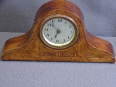 NEAT MAHOGANY MANTEL CLOCK with silvered dial