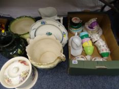 ASSORTED TEAWARE, Staffordshire planters ETC