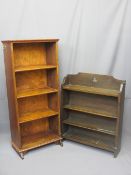 VINTAGE OAK BOOKCASE & ONE OTHER, 96cms H, 78cms W, 20cms D and 139cms H, 62cms W, 31cms D