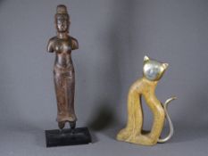 TWO COMPOSITION FIGURINES including a Bali type figurine, antiquities style and a stylized seated