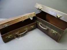 TWO VINTAGE LEATHER SUITCASES