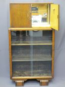 ART DECO OAK COCKTAIL CABINET TOP BOOKCASE, 143.5cms H, 76.5cms W, 32cms D