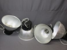 FOUR INDUSTRIAL TYPE CEILING LIGHTS, 46.5cms diameter shades