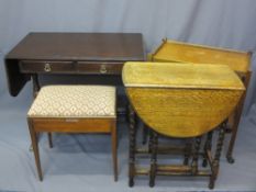 REPRODUCTION & VINTAGE FURNITURE ITEMS including a neat oak barley twist gate-leg table, mahogany