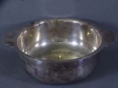 GERMAN THIRD REICH EPNS TWIN-HANDLED BOWL, Swastika and Eagle emblem to the front, stamped to the