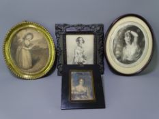 FOUR CLASSICAL STIPPLE ENGRAVED & OTHER PORTRAIT PRINTS depicting demure/pensive young ladies in