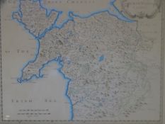ROBERT MOREDEN North Wales lightly tinted map, 31 x 37.5cms