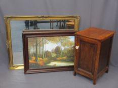 THREE HOUSEHOLD FURNISHING ITEMS including a large gilt framed wall mirror, 116 x 90cms, framed
