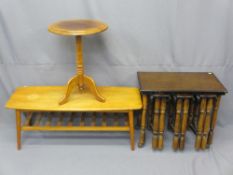 OCCASIONAL TABLES GROUP including a mid-century coffee table, a reproduction pine effect tripod