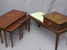 STAG MAHOGANY TELEPHONE SEAT and a reproduction set of mahogany effect occasional tables