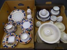LEEDS CREAMWARE reproduction 13 pieces with Victorian and other cobalt blue decorated teaware in two
