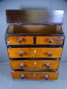 APPRENTICE PIECE - in the form of chest/bureau on bunn feet, 45cms H