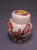 MOORCROFT FRANGIPANI GINGER JAR & COVER, designed by Emma Bossons, 11cms overall height, impressed