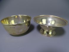TWO SILVER BOWLS including a plain example, Sheffield 1922, maker Brewis & Co and a pedestal