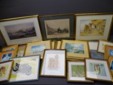 B KNIGHT watercolour study of a young girl with lamb before a shore side cottage, 22 x 32cms with