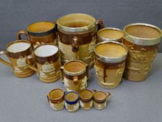 DOULTON LAMBETH & OTHER STONEWARE TYGS, tankards and beakers, a quantity, some having hallmarked
