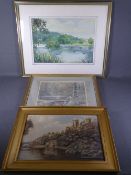THREE FRAMED PAINTINGS to include CHARLOTTE OSBORNE watercolour - moorhen on a lake, 27.5 x 38.5cms,