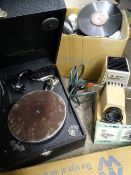 WIND UP PICNIC GRAMOPHONE & RELATED RECORDS with an Argus 300 projector and boxed screen