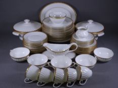 PORTUGAL PORCELAIN TEA & DINNERWARE approximately 50 pieces with gilt highlighting against a white