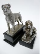 VINTAGE CAR MASCOTS X 2 - DOGS by Beards of Cheltenham, to include BOXER, 9.75cms H, 10cms L, and