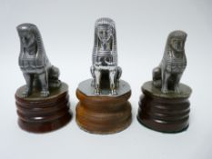 VINTAGE CAR MASCOTS - ARMSTRONG SIDDLEY SEATED SPHINX (Sphinges) X 3 1920s-1930s, various