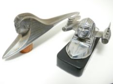 VINTAGE CAR MASCOTS X 2 - JET POWERED SPHINX for ARMSTRONG-SIDDLEY SAPPHIRE, circa 1950s, 6cms H,