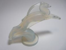 SABINO OPALESCENT GLASS CAR MASCOT- LEAPING GAZELLE 11cms H, 15.5cms L, makers marks present.