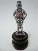 VINTAGE CAR MASCOT-JOHN BULL standing figure with colourful Union Jack waistcoat, circa 1930s, 12cms