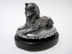 VINTAGE CAR MASCOT - ARMSTRONG SIDDLEY RECUMBENT SPHINX circa 1934 mounted on large radiator cap,