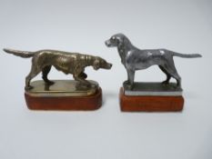 VINTAGE CAR MASCOTS X 2 DOGS by Beards of Cheltenham, to include RETRIEVER, 6cms H, 13.5cms L, and a