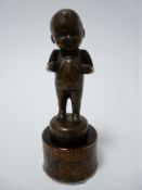 VINTAGE CAR MASCOT-STANDING CHILD-OUR KID stamped,rare, 9.75cms H.