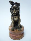 VINTAGE CAR MASCOT- MAL de CHIEN/ DOG with TOOTHACHE signed R Partilleau & M Baisse, circa 1925,