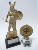 VINTAGE AUTOMOBILIA - RADIATOR CAP BADGE RAC and a TROPHY FIGURINE the badge numbered B7662, Rd