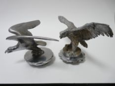VINTAGE CAR MASCOTS X 2 - ALVIS EAGLES circa 1920-1930s, 8.5cms H, 18cms Span, and 12.5cms H,