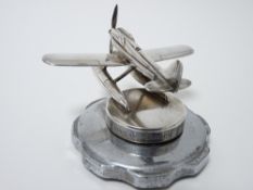 SCHNEIDER TROPHY SUPERMARINE S.6B PLANE CAR MASCOT commissioned in hallmarked silver, London 1991,