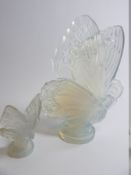 SABINO OPALESCENT GLASS CAR MASCOTS X 2 to include a closed wing BUTTERFLY large 15cms H, and an