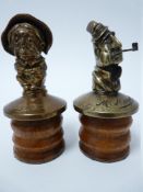 VINTAGE ADVERTISING CAR MASCOTS X 2-MR & MRS MAYMORE marked beneath for motor factor company MAY &