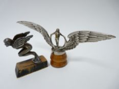 VINTAGE CAR MASCOTS X 2-WINGED FIGURE to include EGYPTIAN NYMPH circa 1920s, 8cms H, and NYMPH IN
