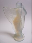 SABINO OPALESCENT GLASS CAR MASCOT- TANAGRA standing female figure with outstretched arm 19.5cms
