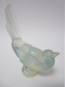 SABINO OPALESCENT GLASS CAR MASCOT-MOCKING JAY BIRD 14cms H, 11cms L, makers marks present.