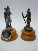 VINTAGE CAR MASCOTS X 2 St CHRISTOPHER FIGURINE to include a possibly DUNHILLS Ltdexample, silver