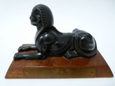VINTAGE ARMSTRONG SIDDLEY DESK PIECE in the form of a RECUMBENT SPHINX, plaque reads 