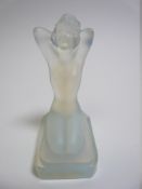 SABINO OPALESCENT GLASS CAR MASCOT-ROXANNE figure of a kneeling woman 7.5cms H, makers marks