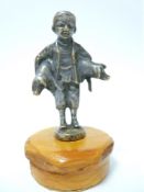 VINTAGE CAR MASCOT- BOY CARRYING PIGS possibly German, Julius Paul Schmidt-Felling, indistinct Reg