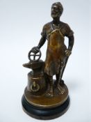 VINTAGE CAR MASCOT - VULCAN BLACKSMITH early example head turned right,circa 1912 standing figure of