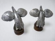 VINTAGE CAR MASCOTS X 2 - SINGER BANTAM Type 2, 8cms H, 11.25cms L, 12cms Span circa 1930s and