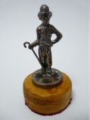 VINTAGE CAR MASCOT- CHARLIE CHAPLIN by A E Lejeune, stamped AEL Copyright, 8.5cms H.