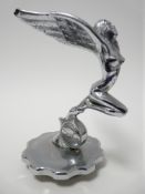 VINTAGE CAR MASCOT - TRIUMPH DOLOMITE GODDESS winged female form on globe, 1936-1938, 14cms H, 9.