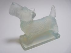 SABINO OPALESCENT GLASS CAR MASCOT in the form of a SCOTTY DOG 8.5cms H, 11cms L, makers marks